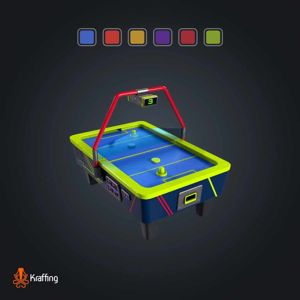 Air Hockey Table V1 stylized low poly 3D model for Unity and Unreal Engine