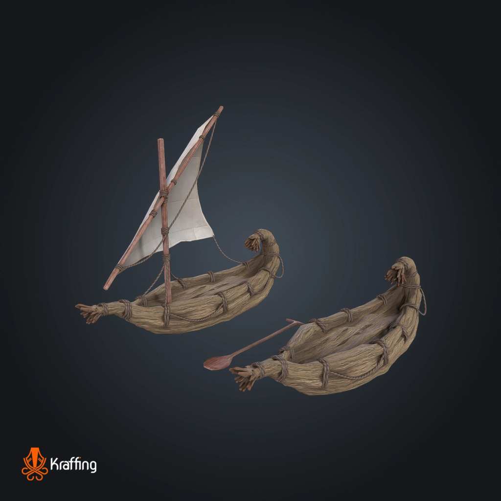 Ancient Egypt Papyrus Boat V1 stylized low poly 3D model for Unity and Unreal Engine