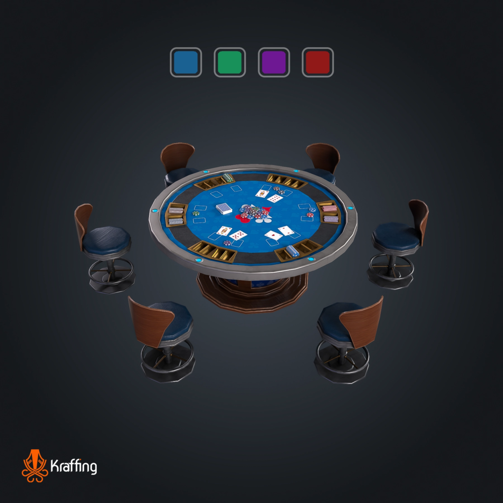 Poker Table V4 stylized low poly 3D model for Unity and Unreal Engine