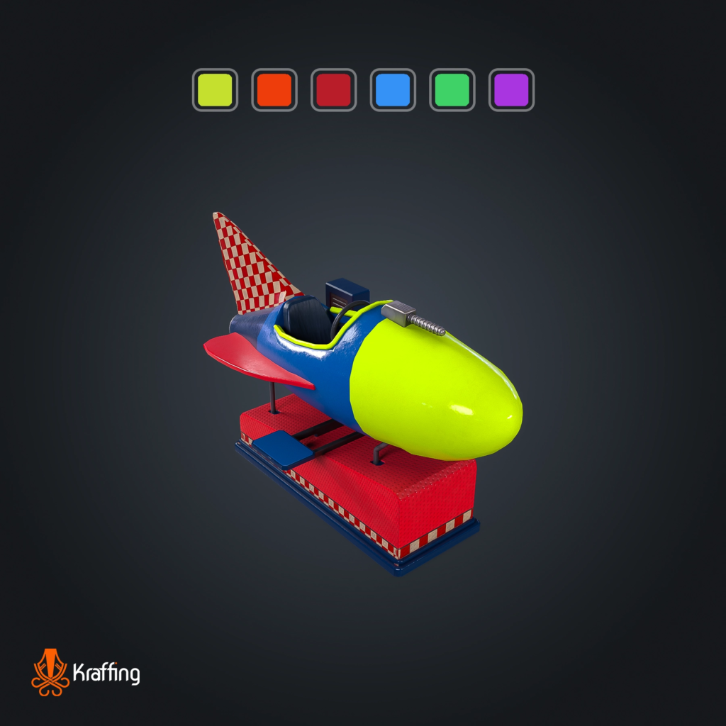 Arcade Rocket Ride V1 stylized low poly 3D model for Unity and Unreal Engine