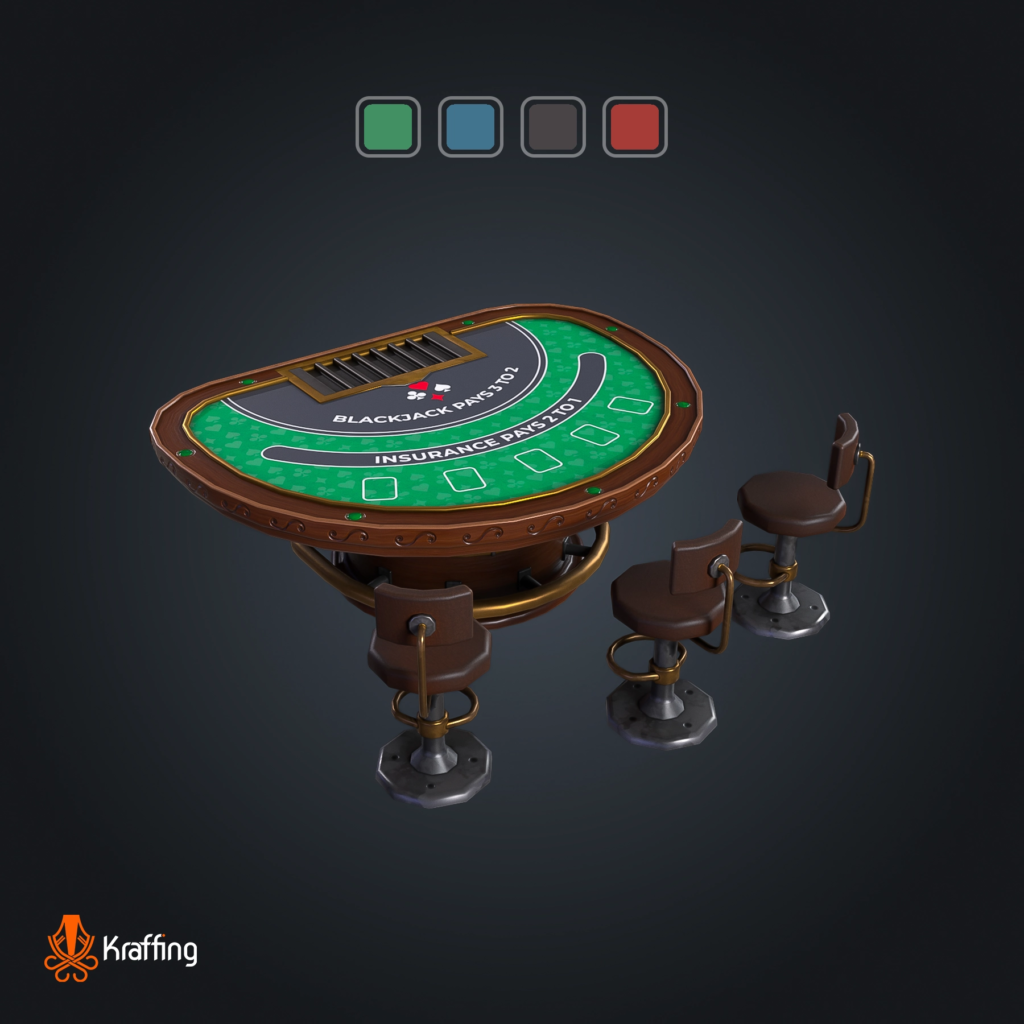 Blackjack Table V1 stylized low poly 3D model for Unity and Unreal Engine