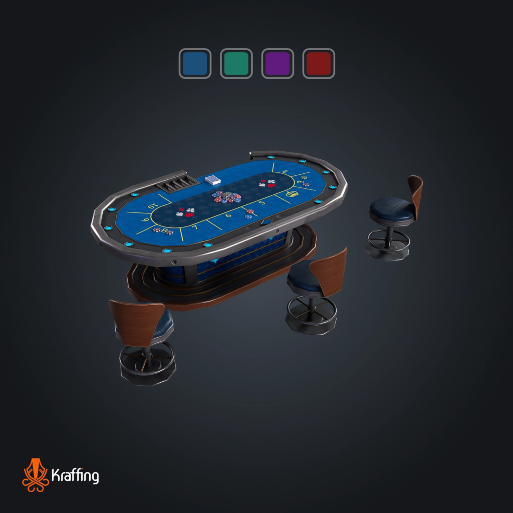 Blackjack Table V2 stylized low poly 3D model for Unity and Unreal Engine