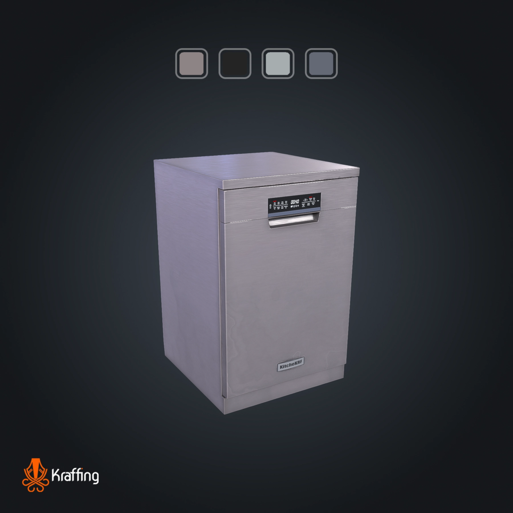 Dishwasher V1 stylized low poly 3D model for Unity and Unreal Engine