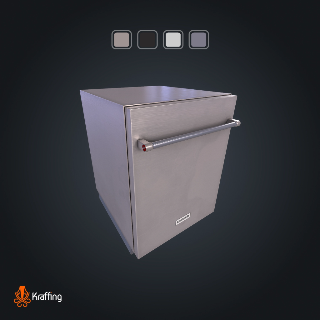 Dishwasher V2 stylized low poly 3D model for Unity and Unreal Engine