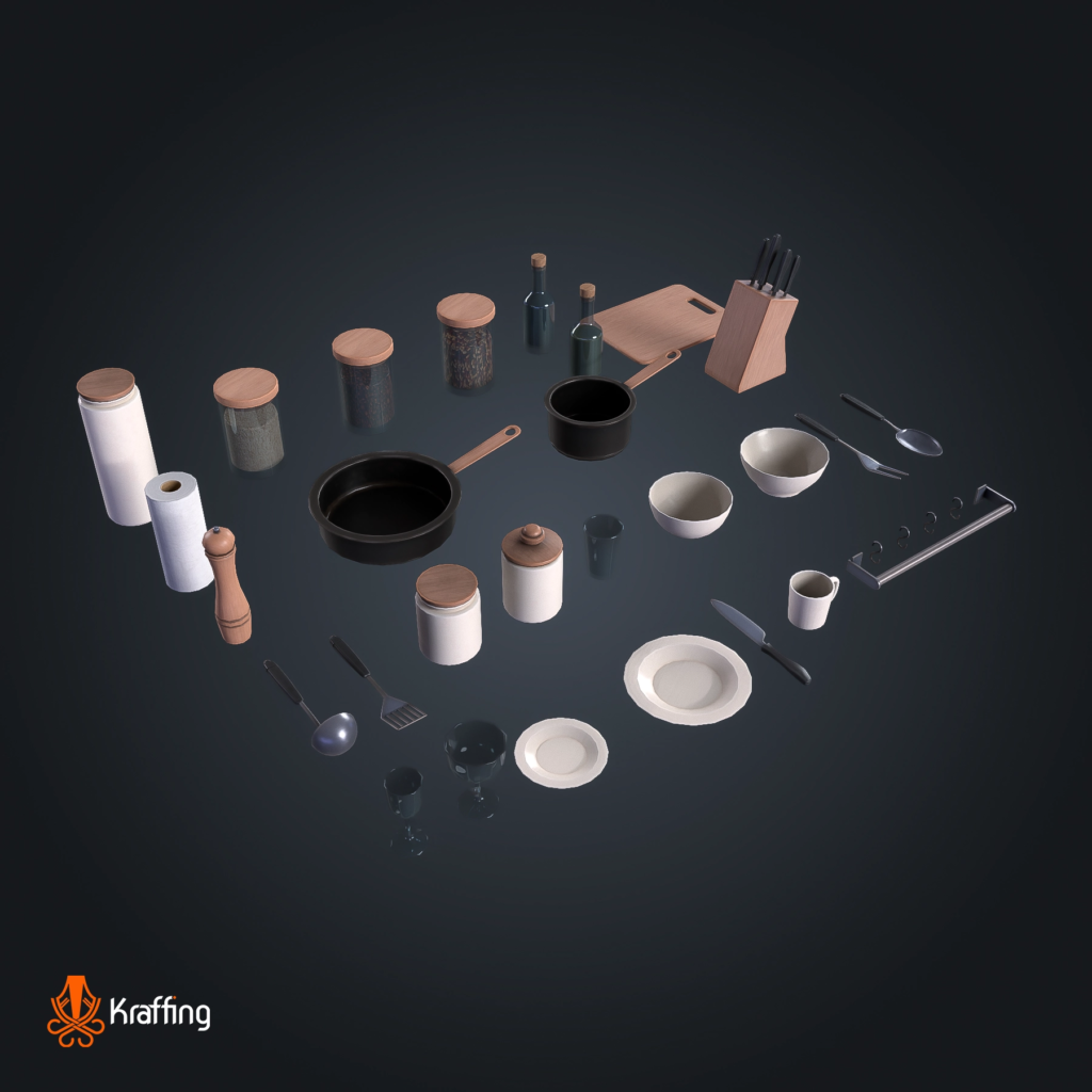 Kitchen Accessories V1 stylized low poly 3D model for Unity and Unreal Engine