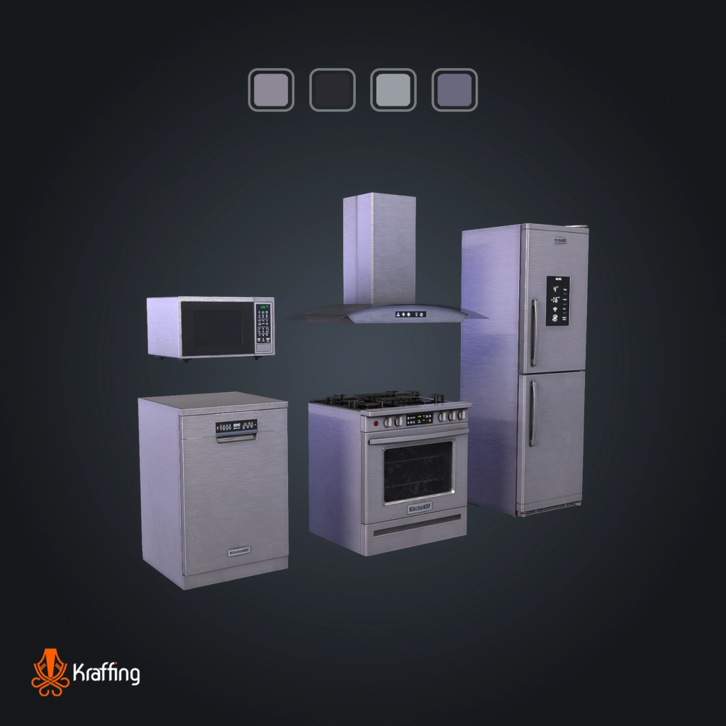 Kitchen Pack V1 stylized low poly 3D model for Unity and Unreal Engine
