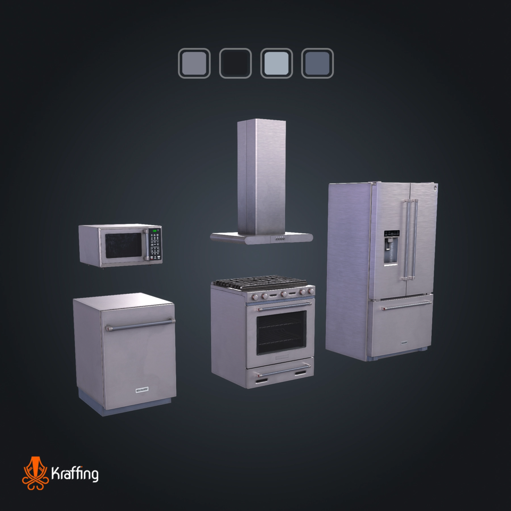 Kitchen Pack V2 stylized low poly 3D model for Unity and Unreal Engine