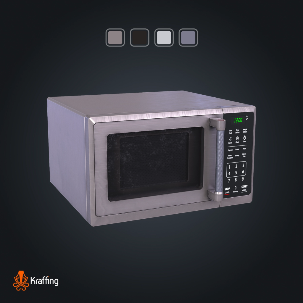 Microwave V2 stylized low poly 3D model for Unity and Unreal Engine