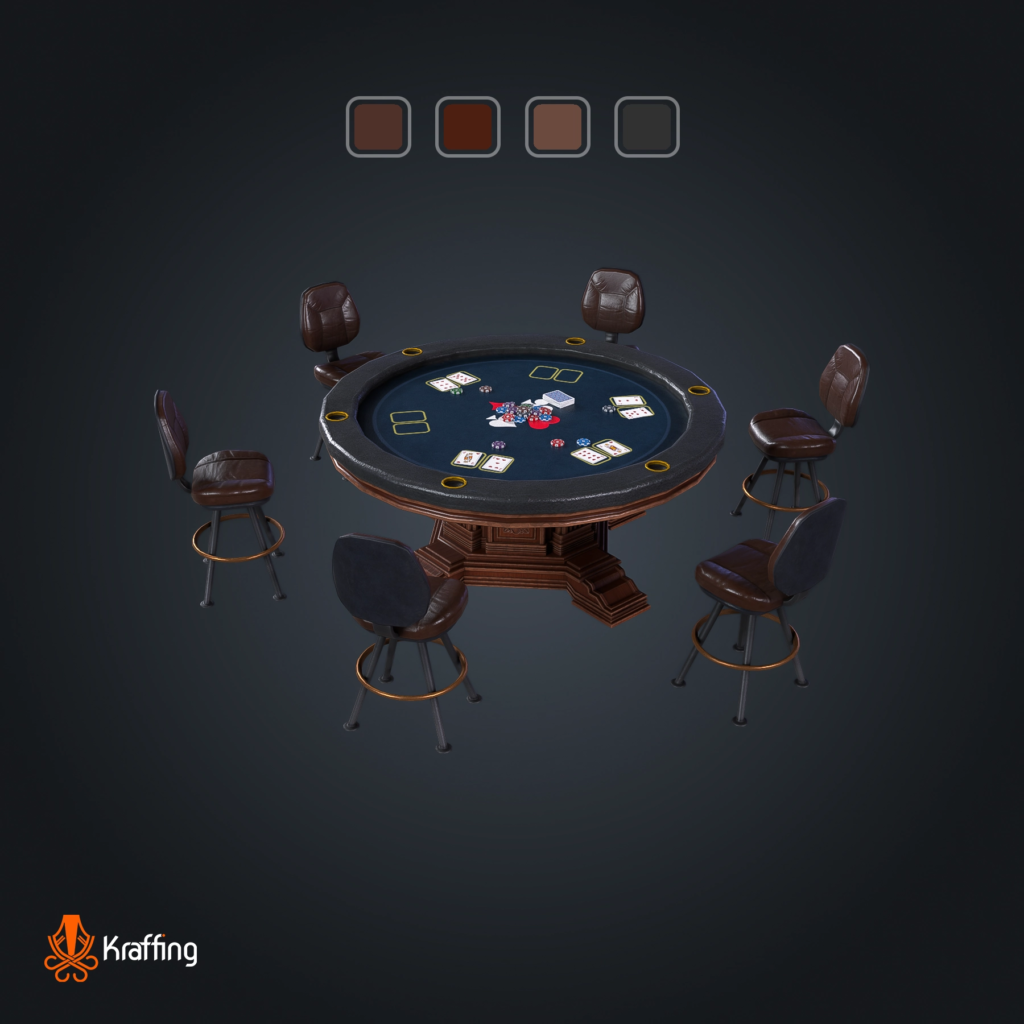 Poker Table V5 stylized low poly 3D model for Unity and Unreal Engine