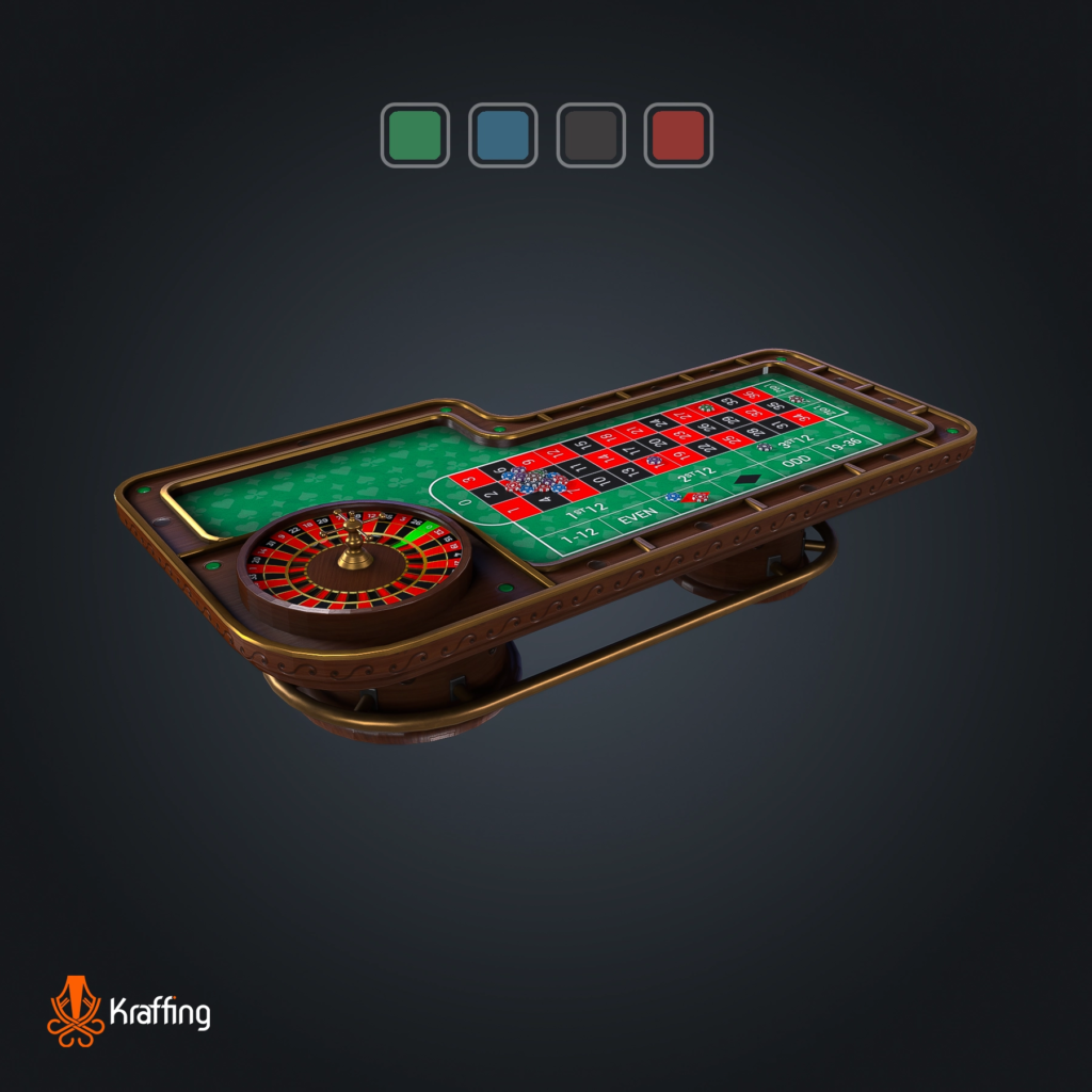 Roulette Table V1 stylized low poly 3D model for Unity and Unreal Engine