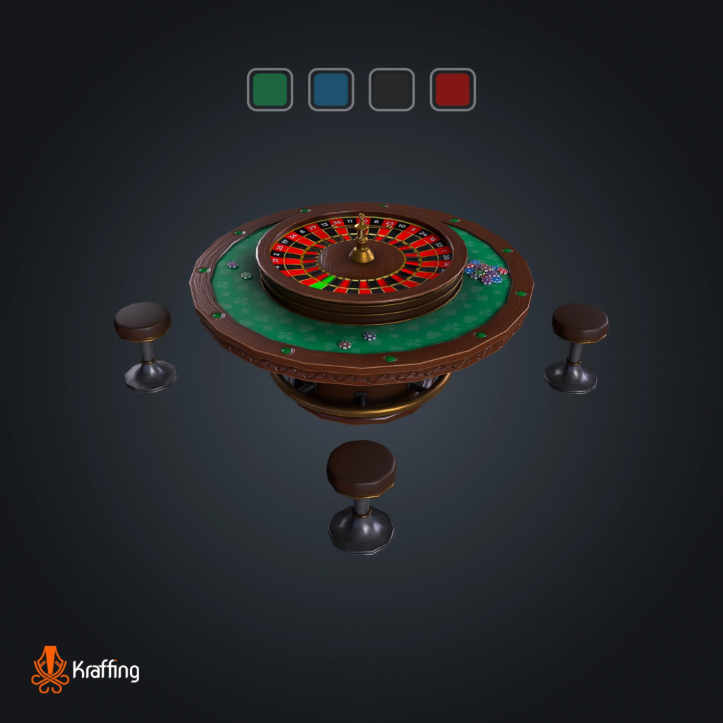 Roulette Table V2 stylized low poly 3D model for Unity and Unreal Engine