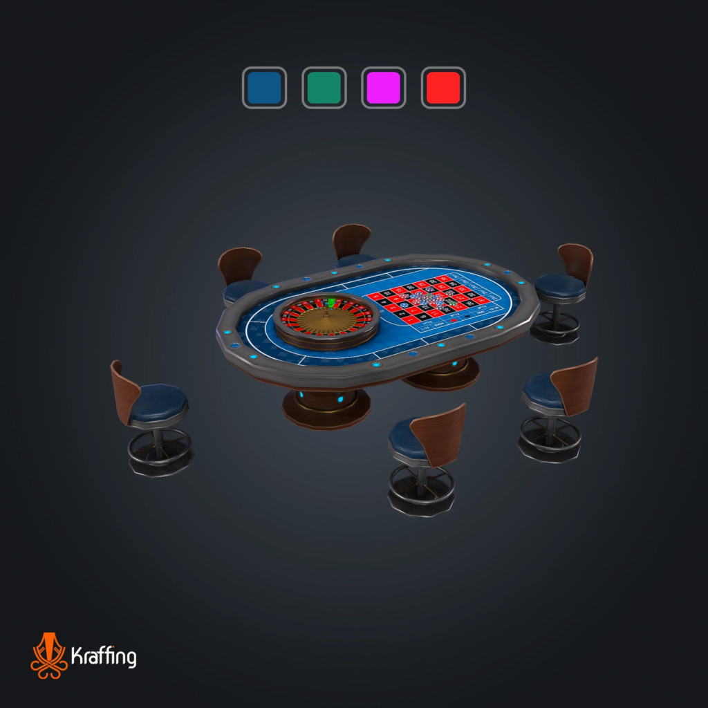 Roulette Table V3 stylized low poly 3D model for Unity and Unreal Engine