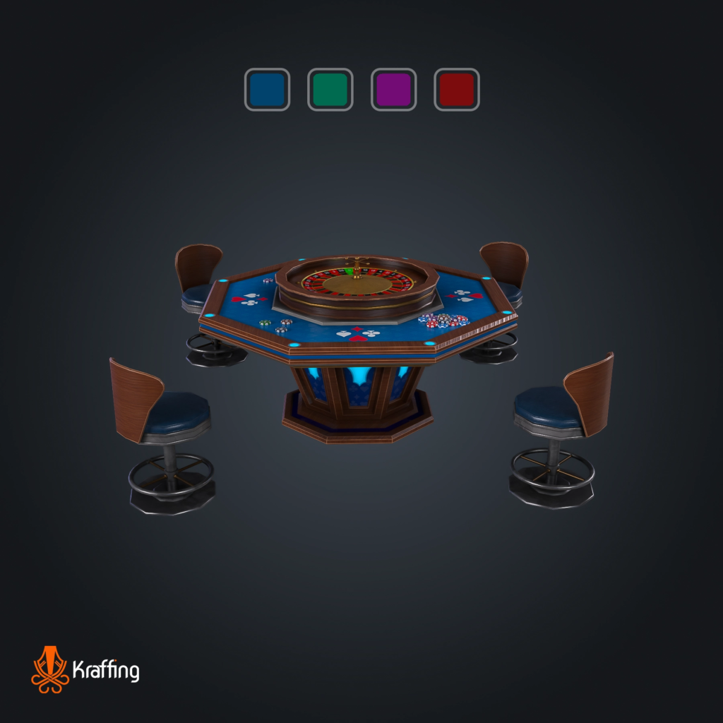 Roulette Table V4 stylized low poly 3D model for Unity and Unreal Engine