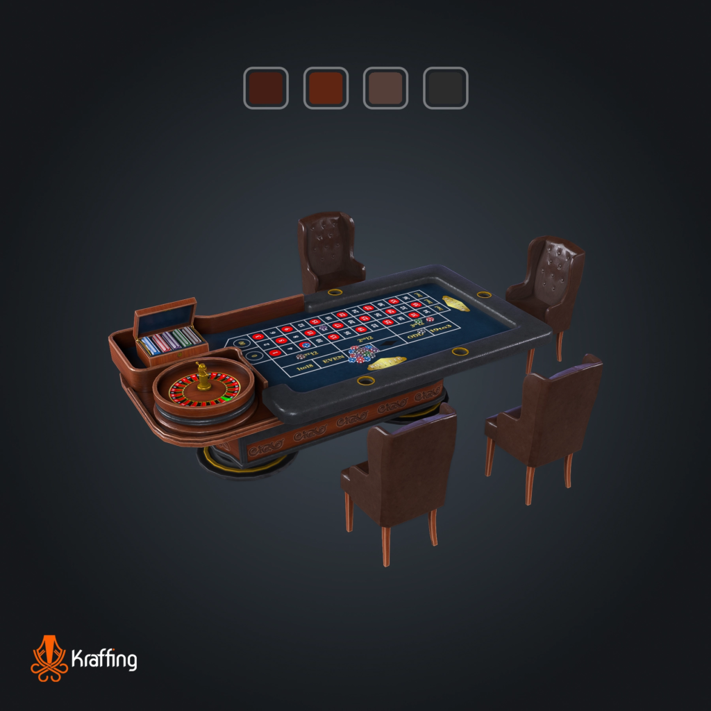 Roulette Table V5 stylized low poly 3D model for Unity and Unreal Engine