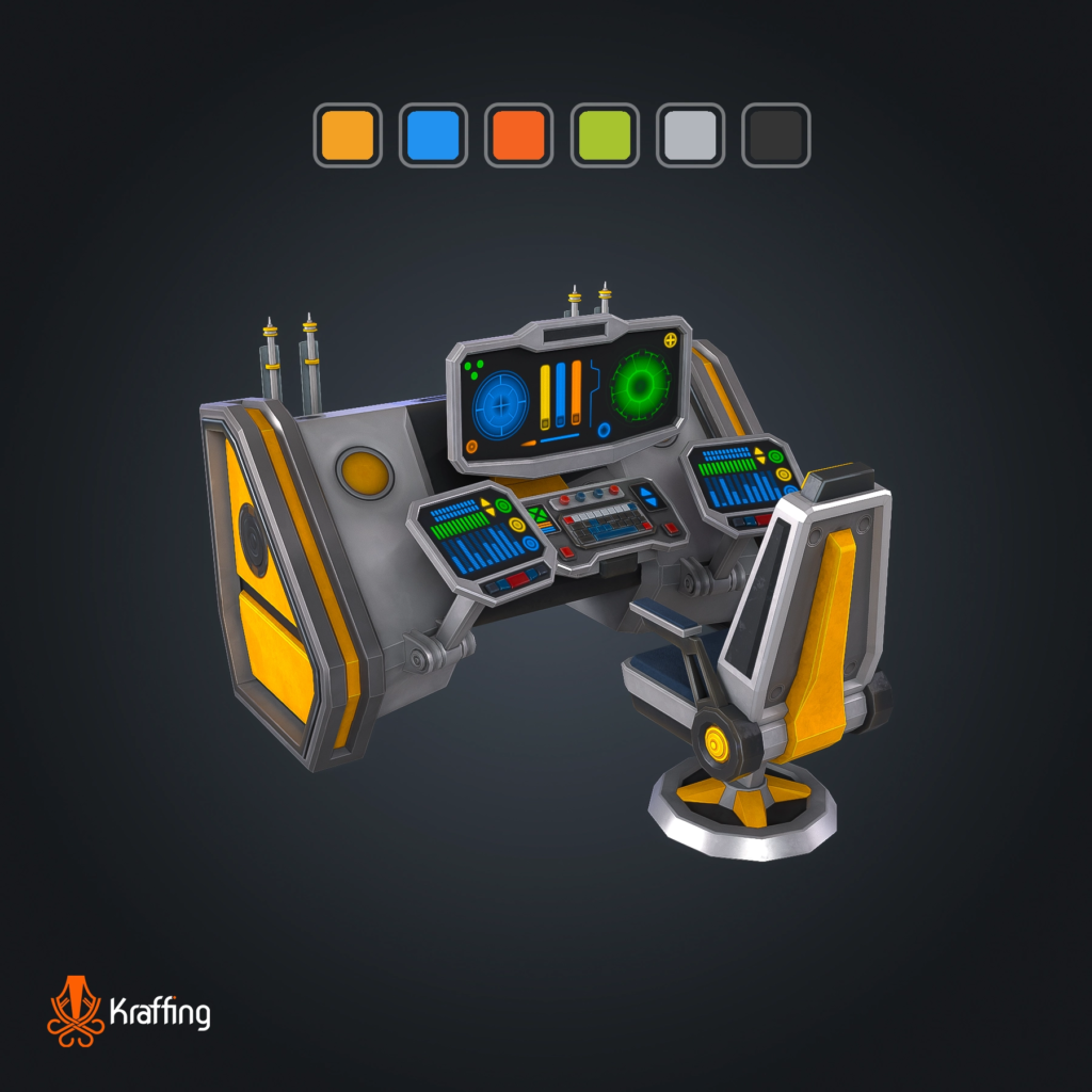 SCI-FI Console V1 stylized low poly 3D model for Unity and Unreal Engine
