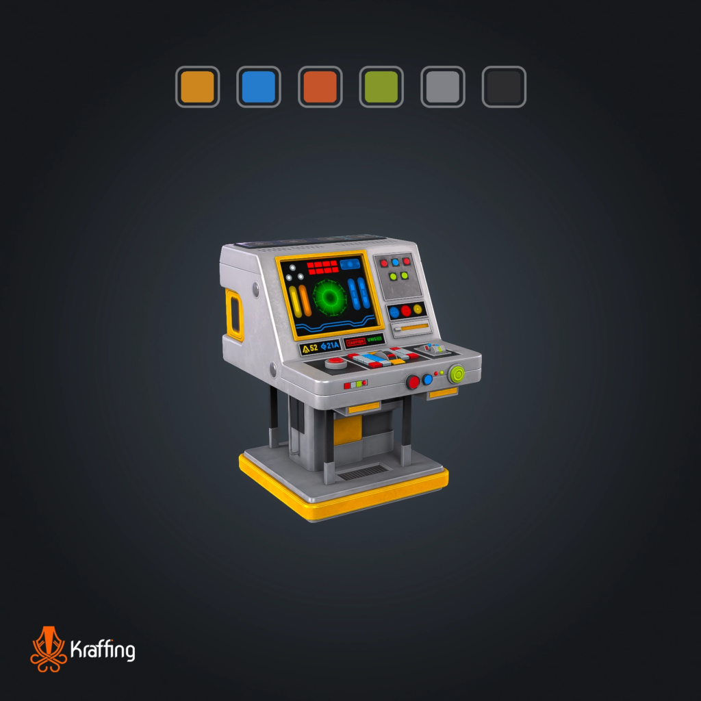 SCI FI Control Panel V1 stylized low poly 3D model for Unity and Unreal Engine