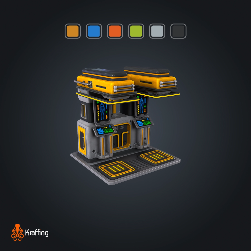 SCI-FI Decontamination Chamber V1 stylized low poly 3D model for Unity and Unreal Engine