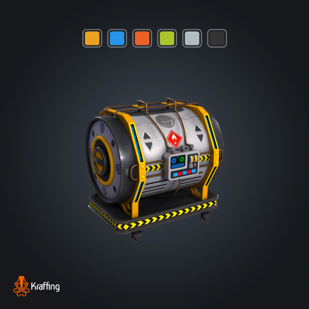 SCI-FI Fuel Tank V1 stylized low poly 3D model for Unity and Unreal Engine