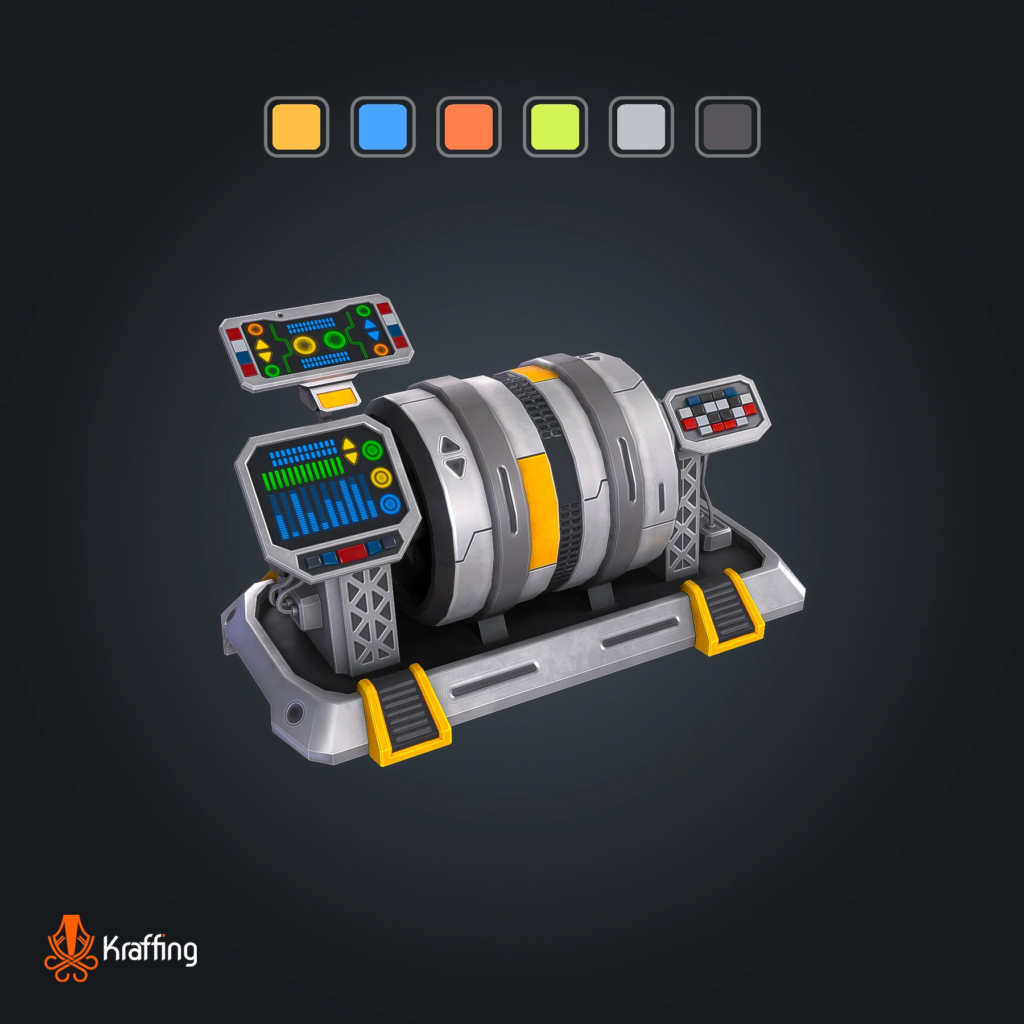 SCI-FI Generator V1 stylized low poly 3D model for Unity and Unreal Engine