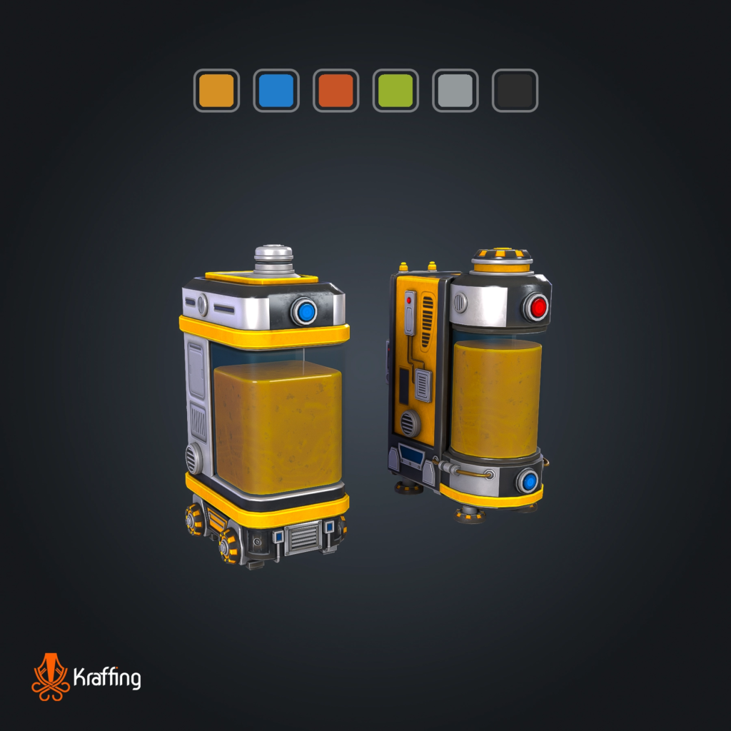 SCI-FI Liquid Container V1 stylized low poly 3D model for Unity and Unreal Engine