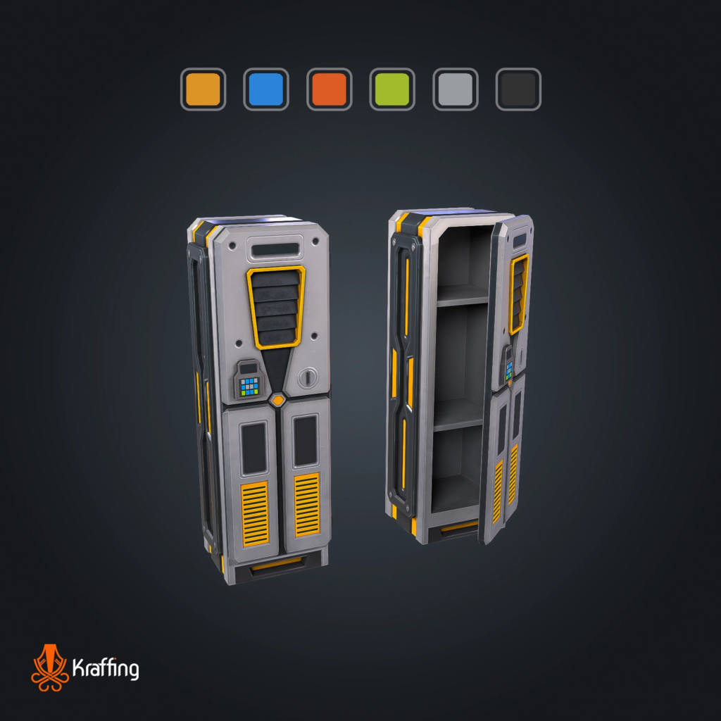 SCI-FI Locker V1 stylized low poly 3D model for Unity and Unreal Engine