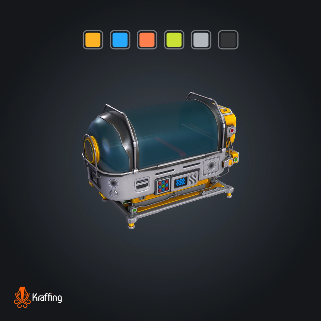 SCI-FI Medical Capsule V1 Stylized Low Poly 3D Asset