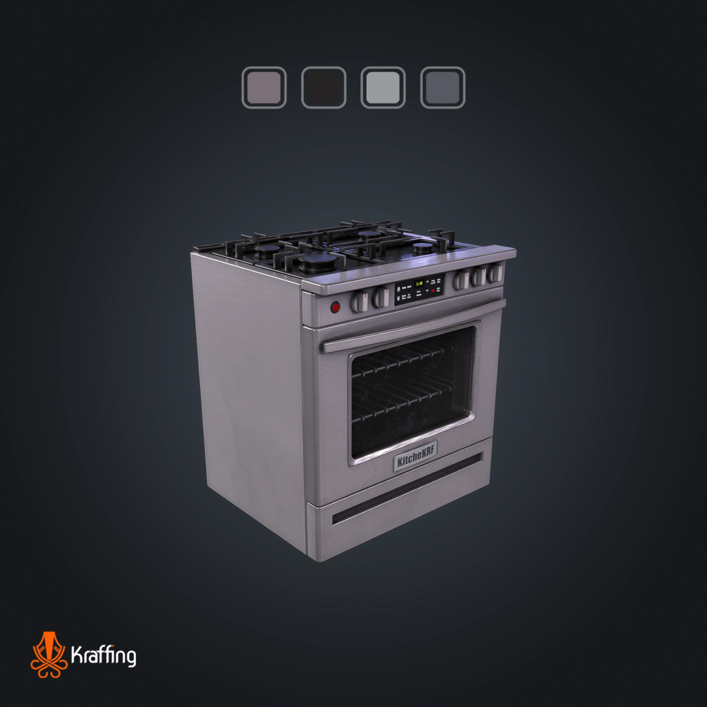 Stove V1 stylized low poly 3D model for Unity and Unreal Engine