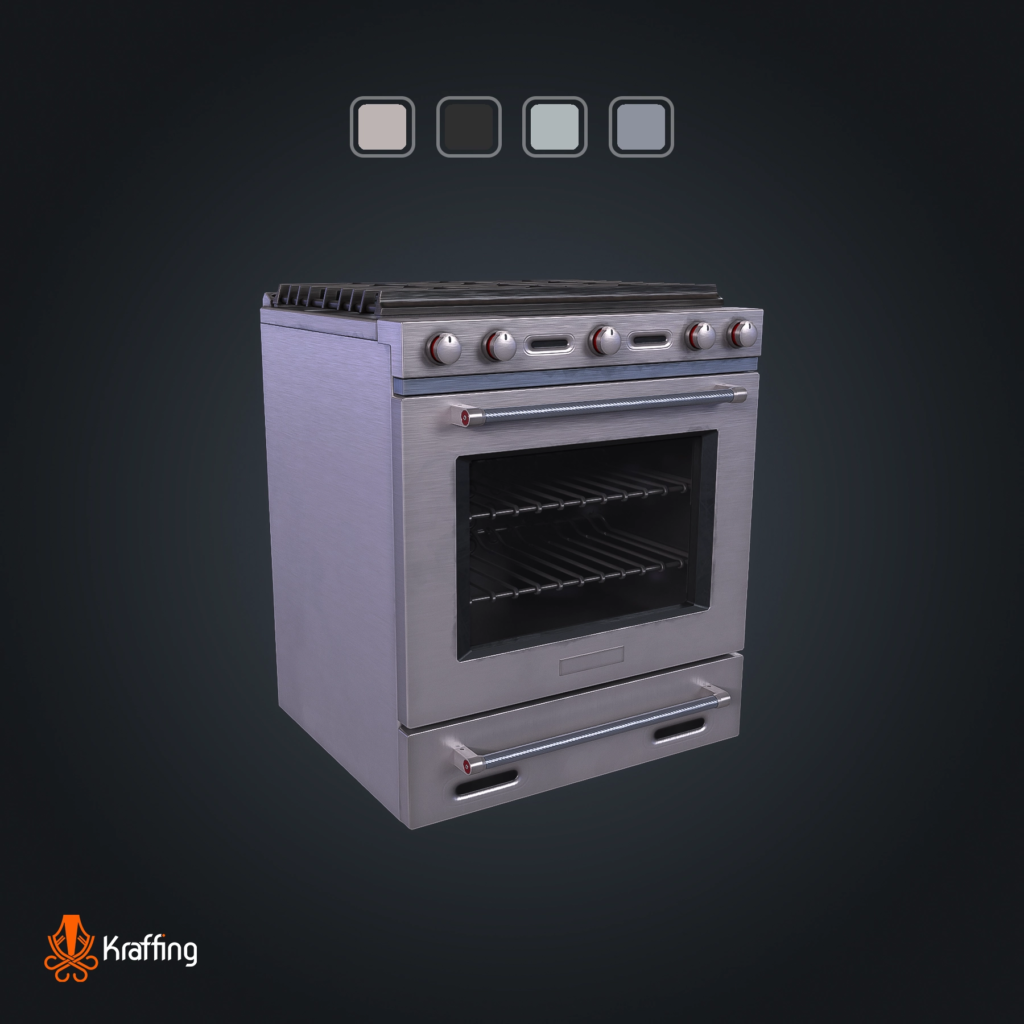 Stove V2 stylized low poly 3D model for Unity and Unreal Engine