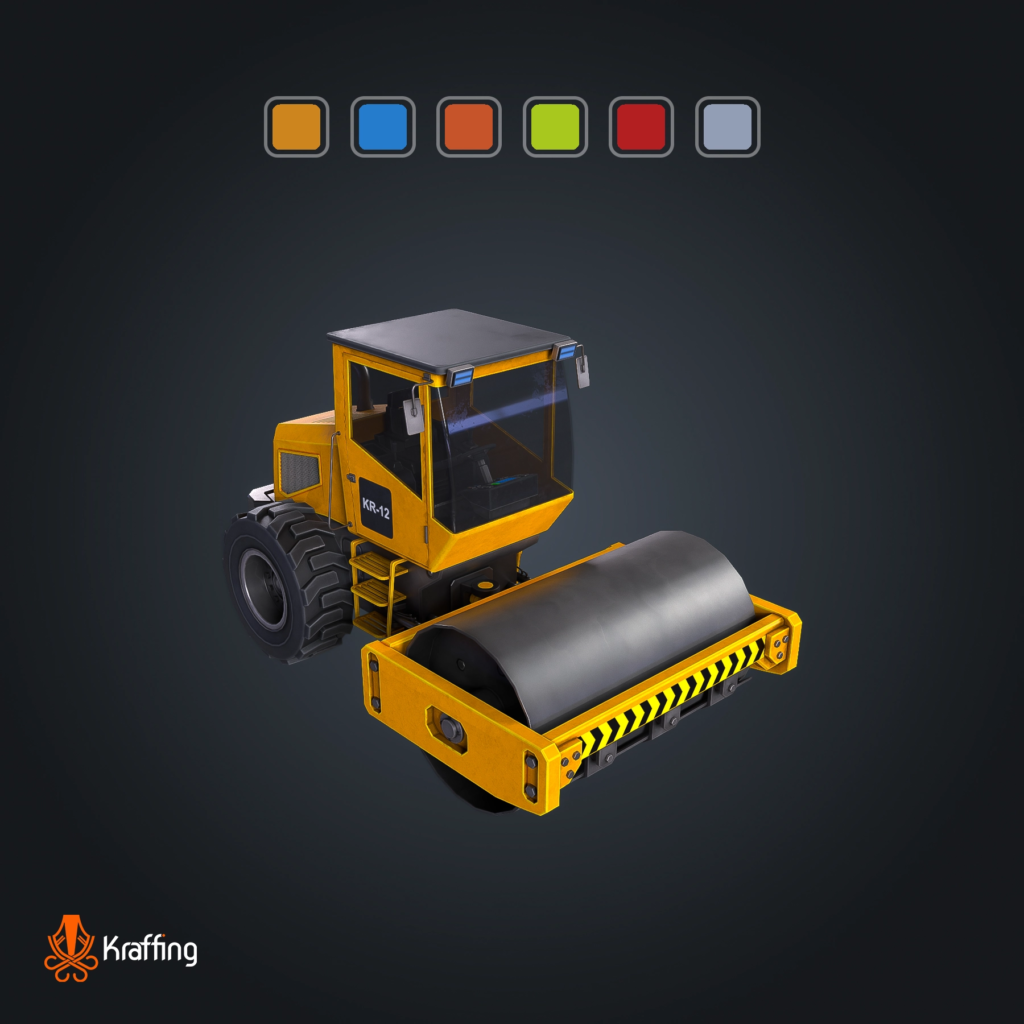 Vehicle Rollers V1 stylized low poly 3D model for Unity and Unreal Engine