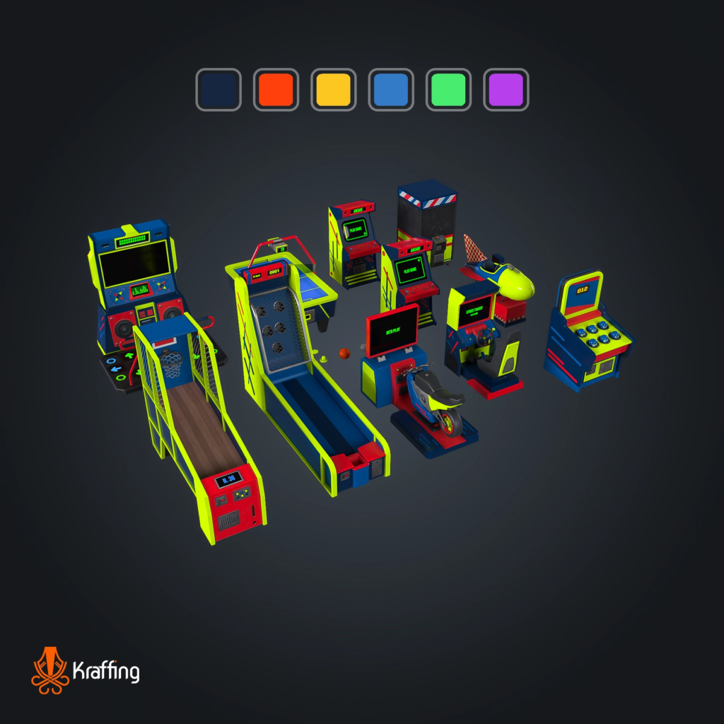 Arcade Pack V1 stylized low poly 3D model for Unity and Unreal Engine