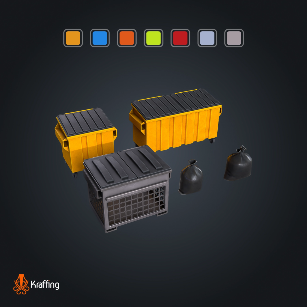 Dumpster V1 stylized low poly 3D model for Unity and Unreal Engine