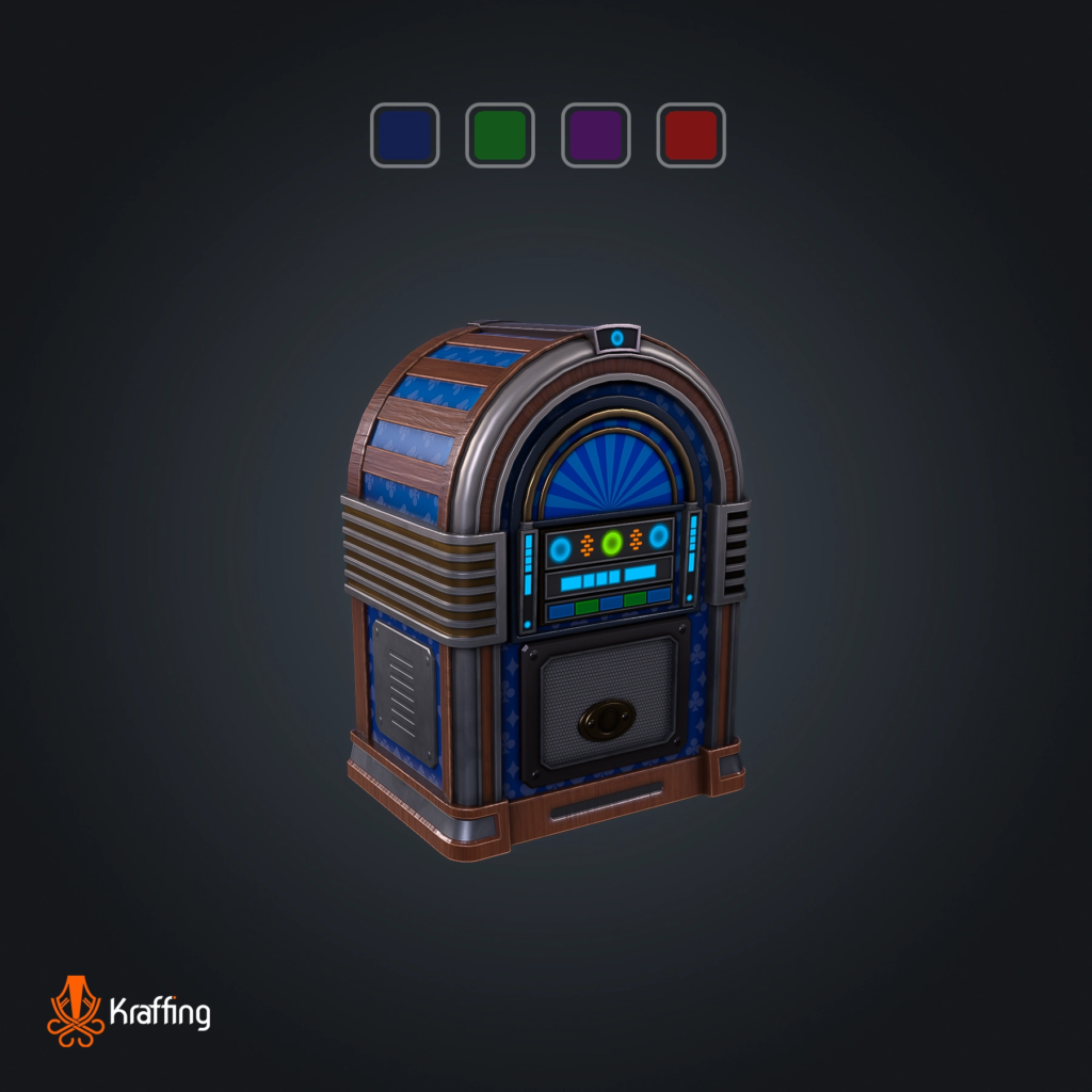 Jukebox V2 stylized low poly 3D model for Unity and Unreal Engine