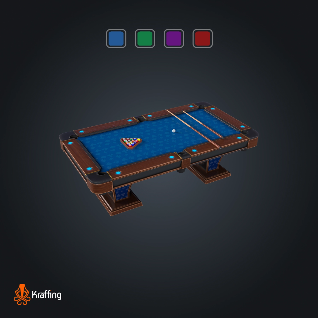 Pool Table V2 stylized low poly 3D model for Unity and Unreal Engine