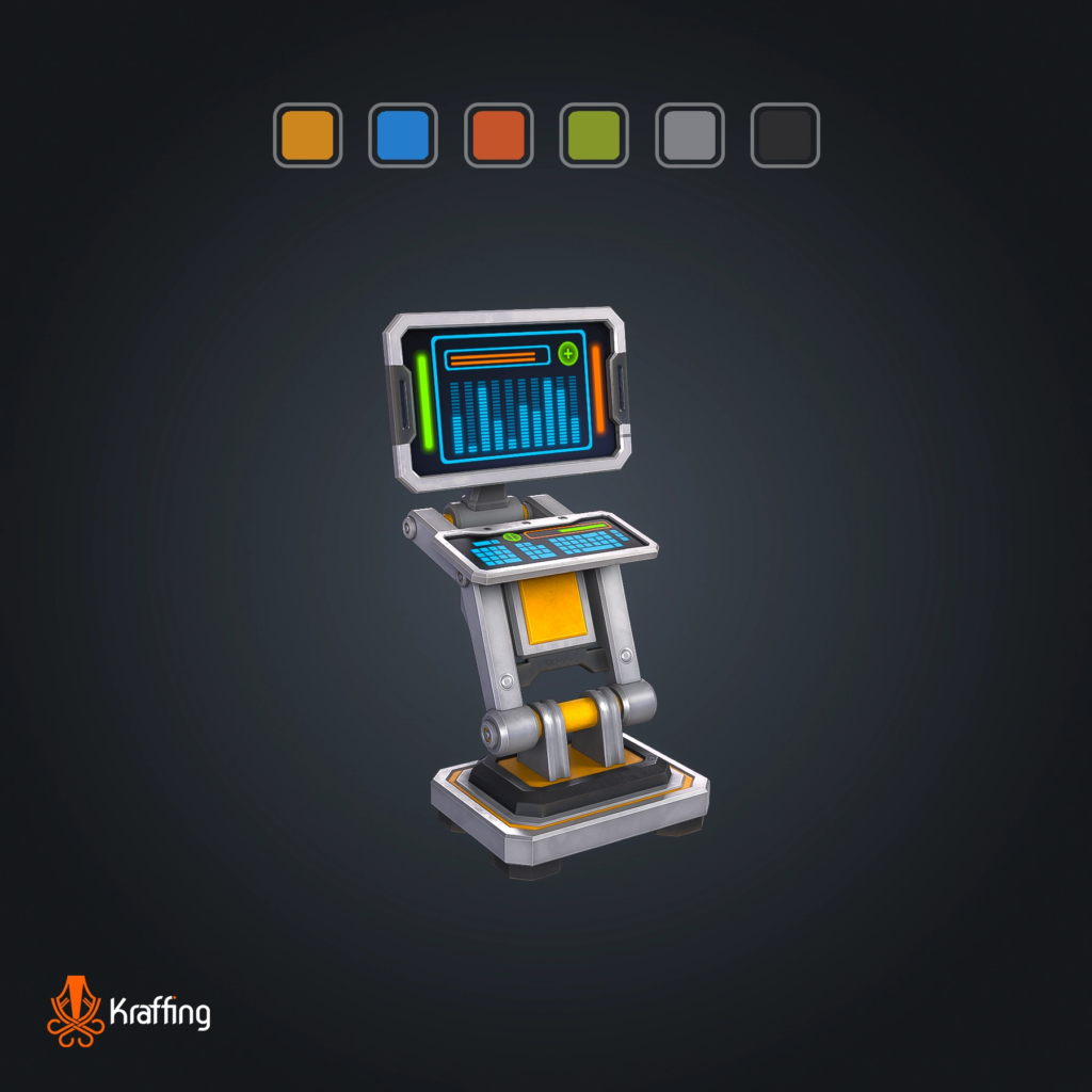 SCI FI PC Monitor V1 stylized low poly 3D model for Unity and Unreal Engine