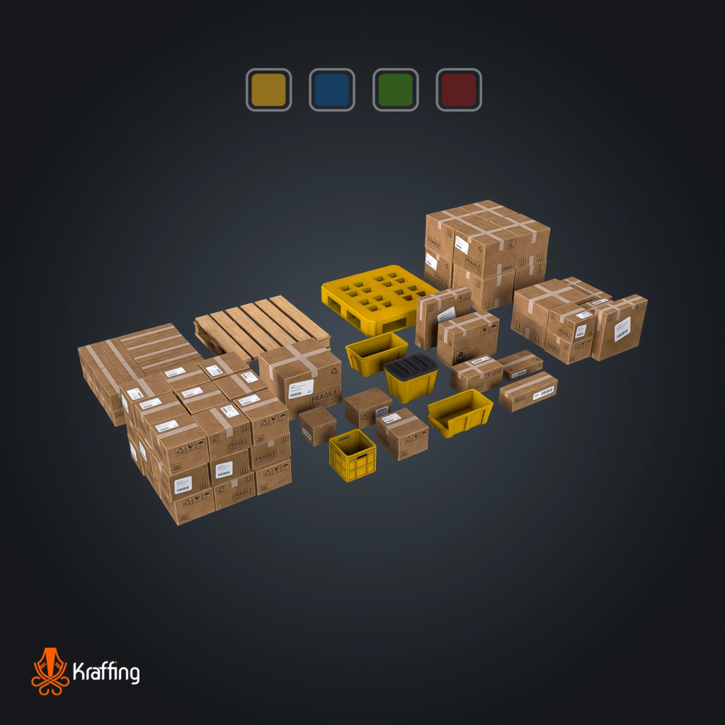Warehouse Crates Pack V1 stylized low poly 3D model for Unity and Unreal Engine