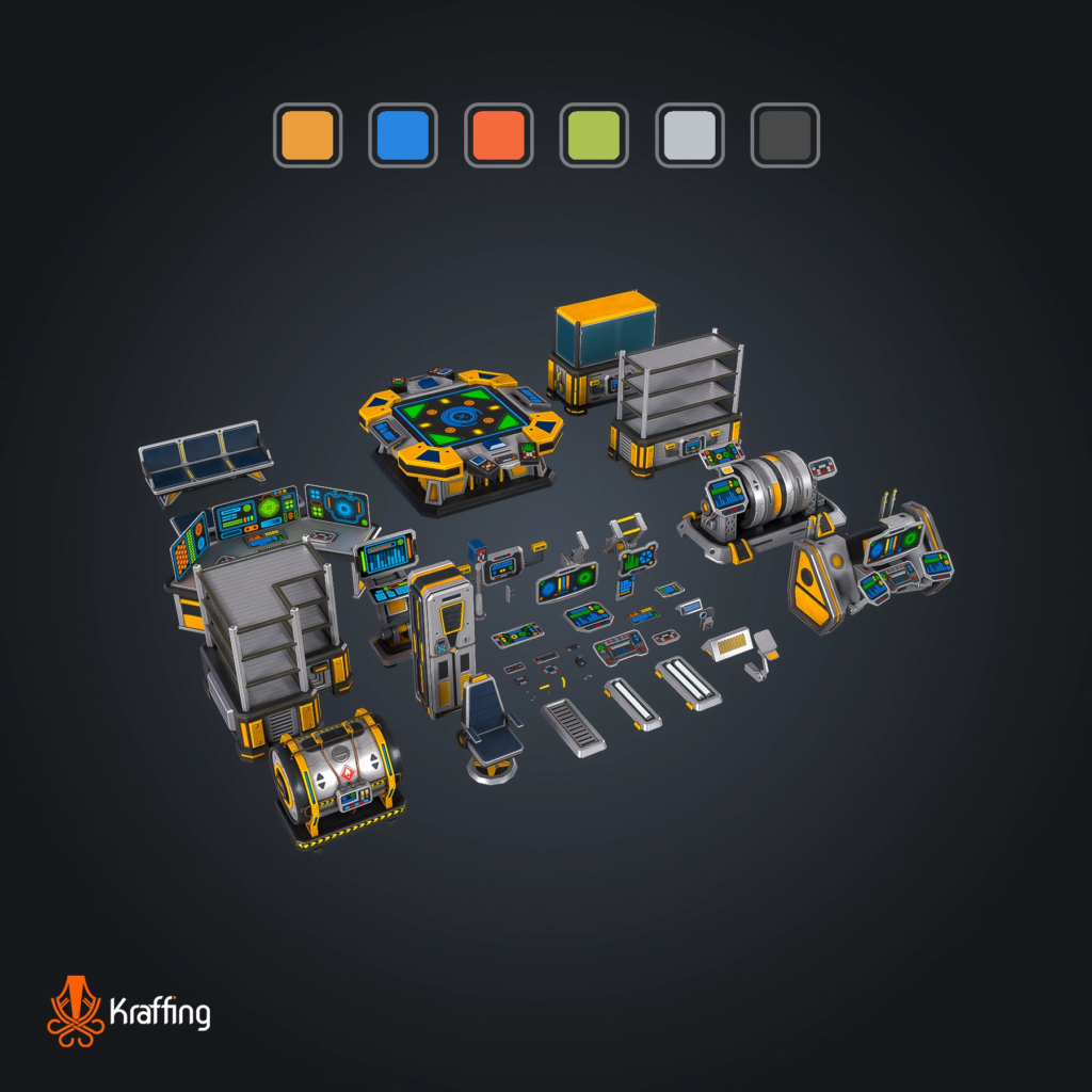 SCI-FI Modular Pack V1 stylized low poly 3D model for Unity and Unreal Engine