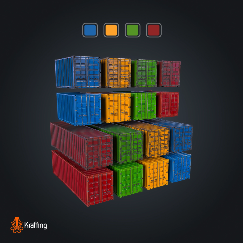 Container V3 stylized low poly 3D model for Unity and Unreal Engine