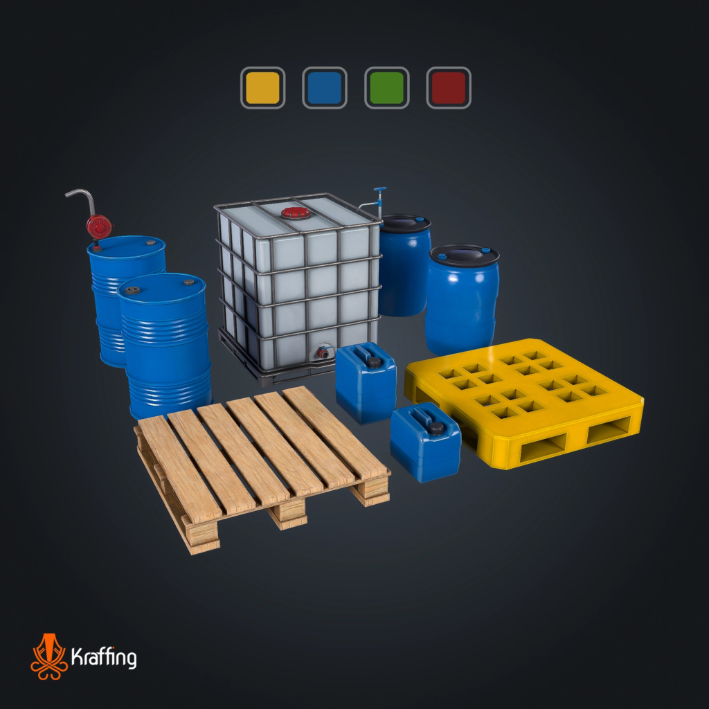 Industrial Containers Pack V1 stylized low poly 3D model for Unity and Unreal Engine