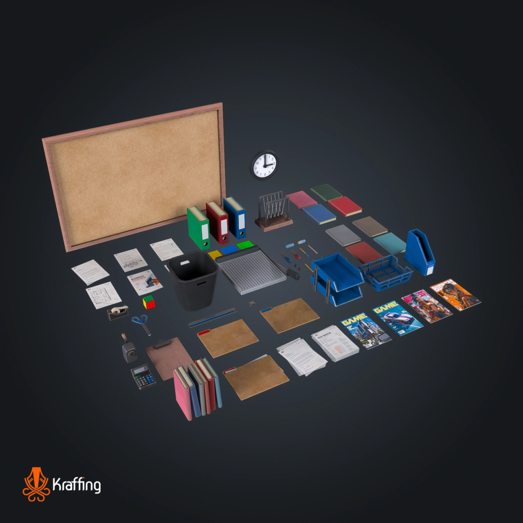 Office Stationery V1 stylized low poly 3D model for Unity and Unreal Engine