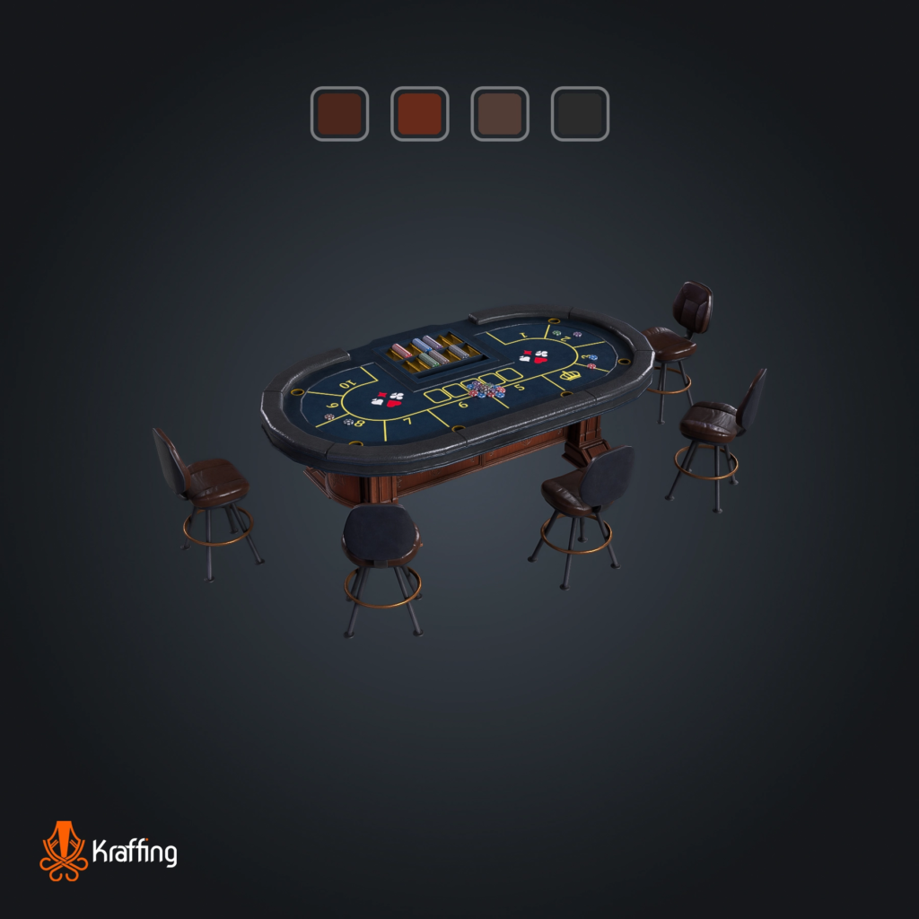 Poker Table V6 stylized low poly 3D model for Unity and Unreal Engine