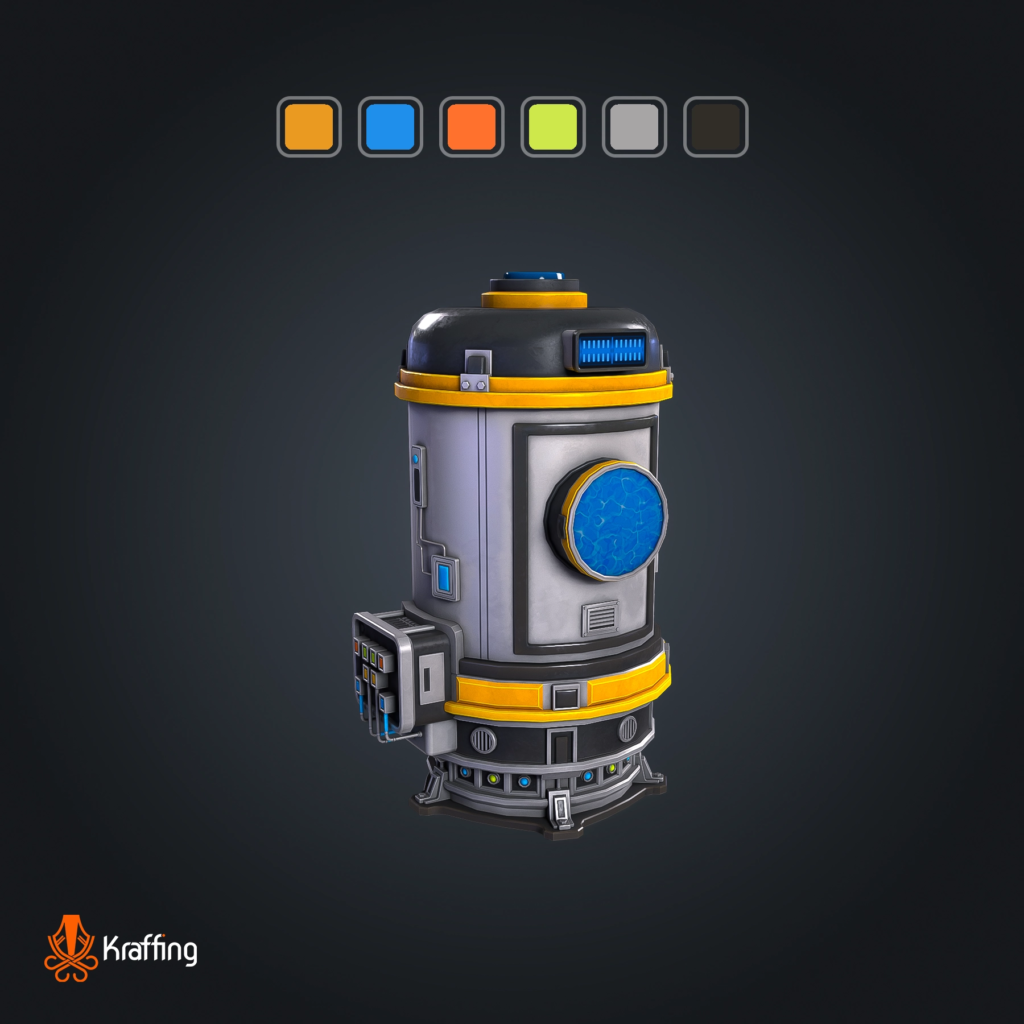 SCI-FI Liquid Container V2 stylized low poly 3D model for Unity and Unreal Engine