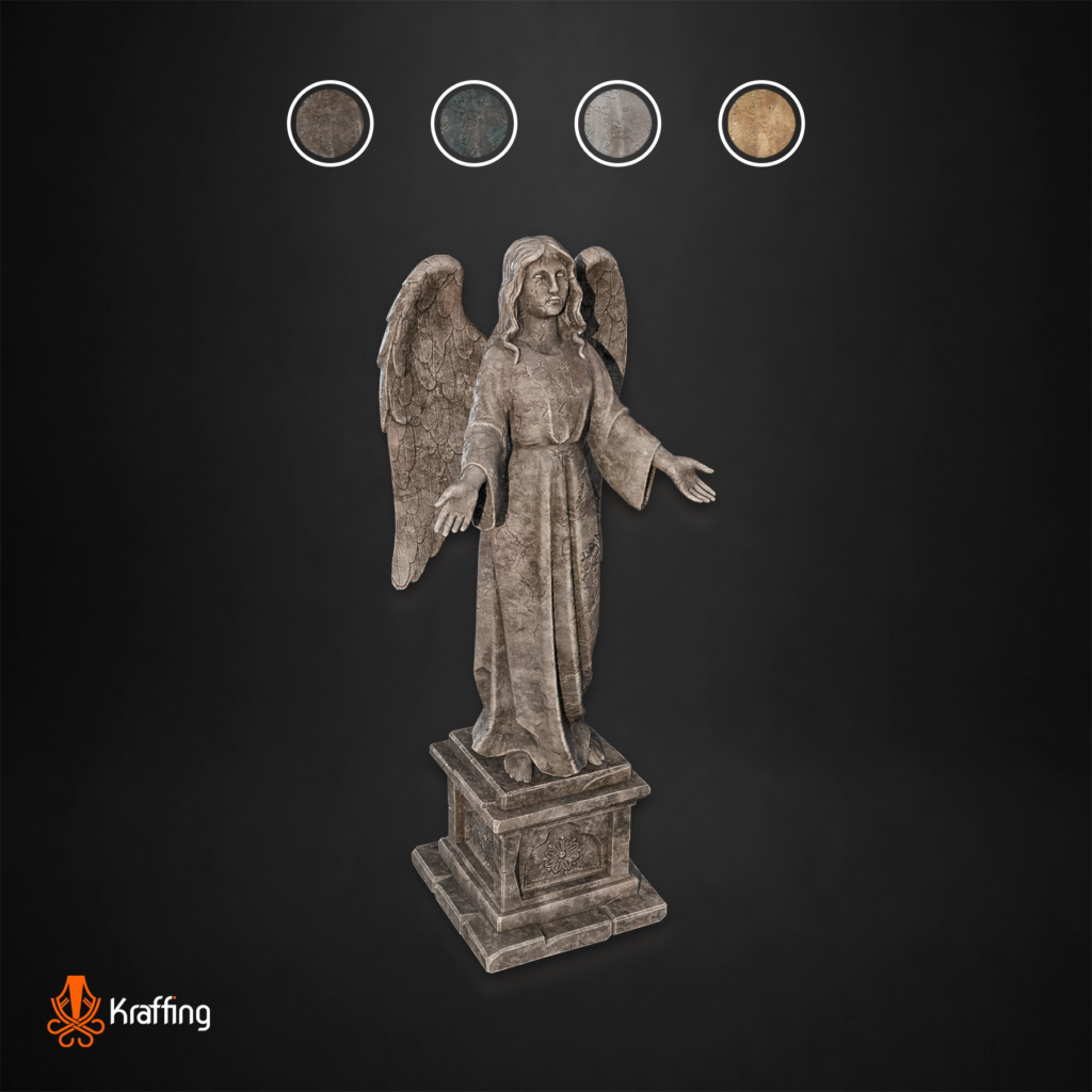 Medieval Angel Statue stylized low poly 3D model for Unity and Unreal Engine