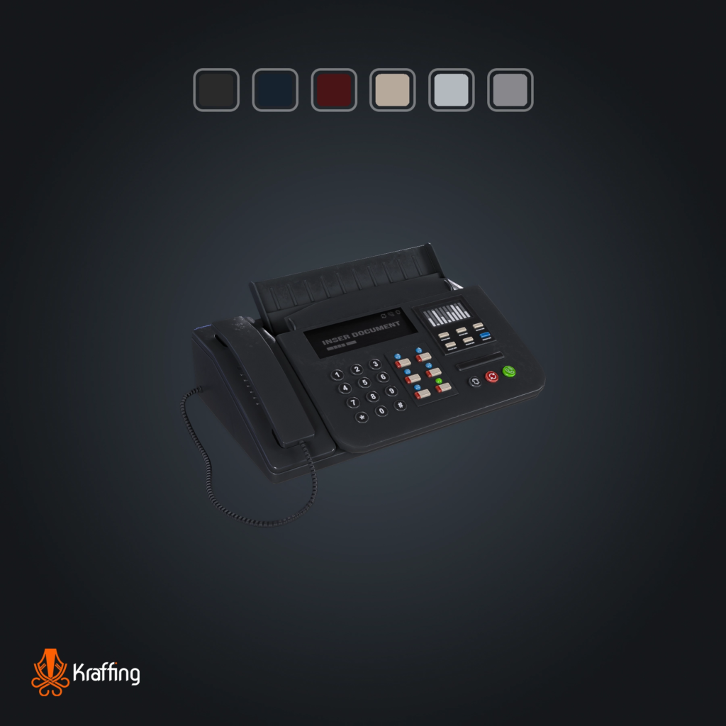 Phone Fax V1 stylized low poly 3D model for Unity and Unreal Engine