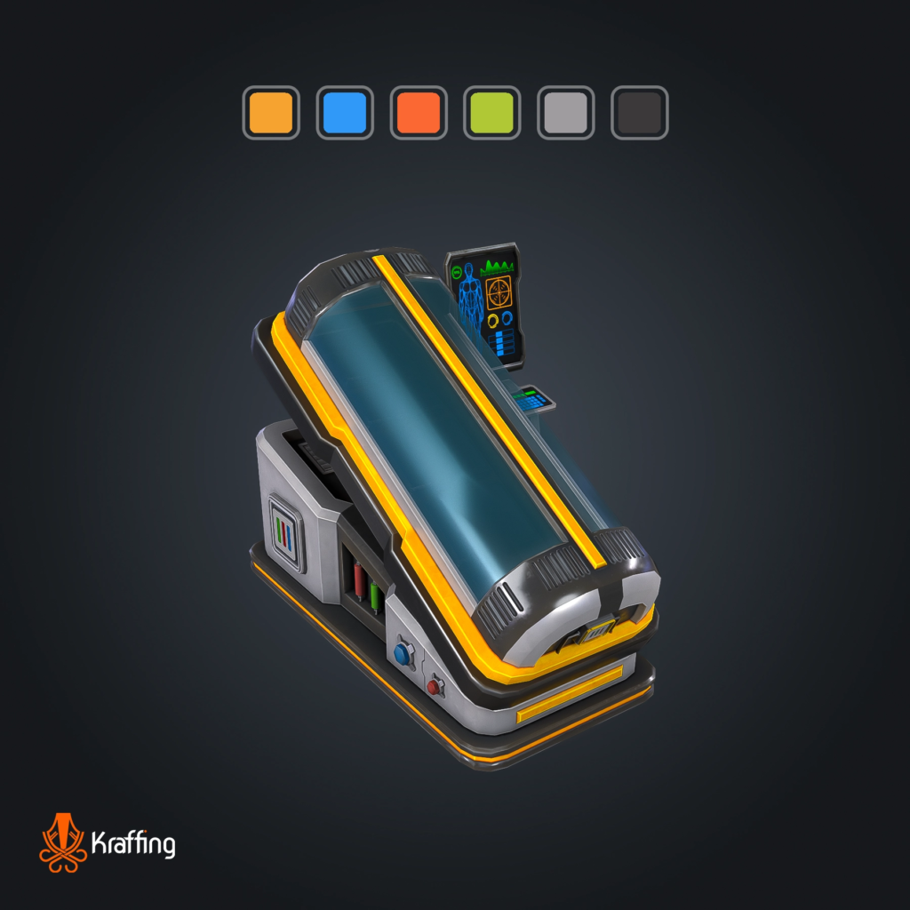 SCI-FI Hibernation Pod V1 stylized low poly 3D model for Unity and Unreal Engine