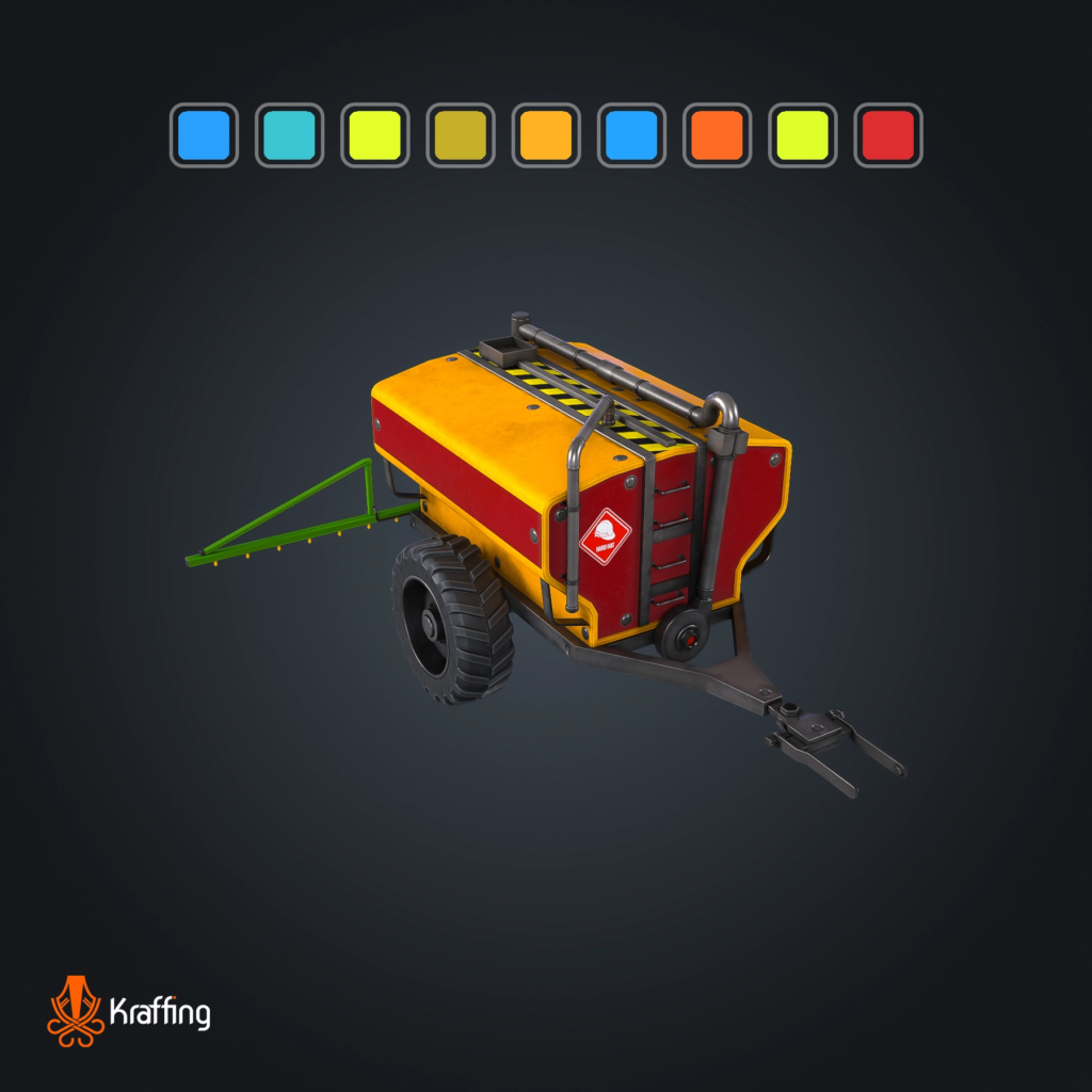 Tractor Attached Sprayer V1 stylized low poly 3D model for Unity and Unreal Engine